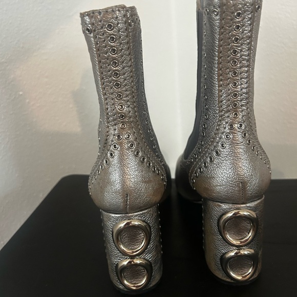 Miu Miu Silver Embellished Ankle Boots - Picture 3 of 5